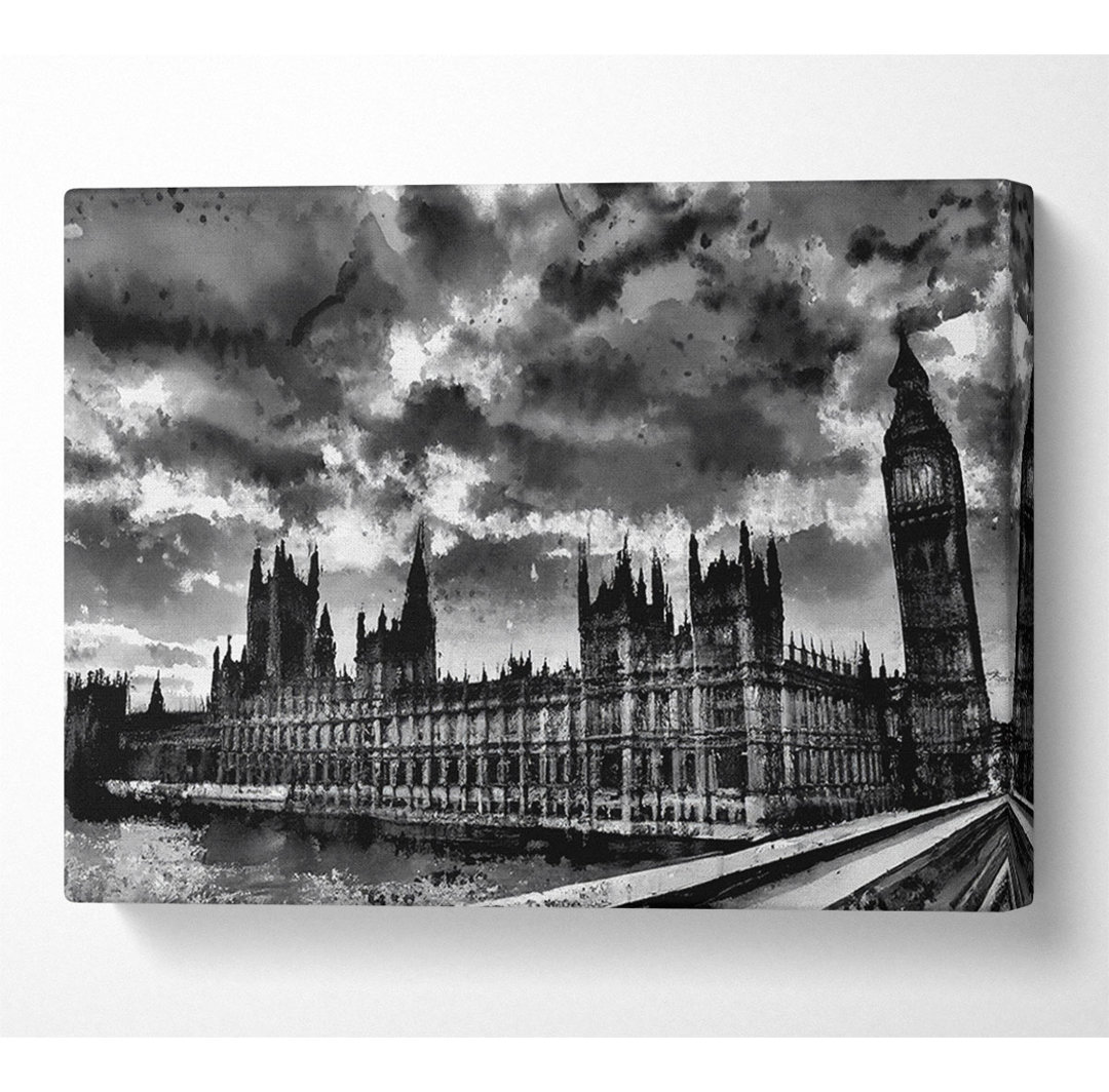 London Houses Of Parliament B N W Sturmwolken - Leinwanddrucke