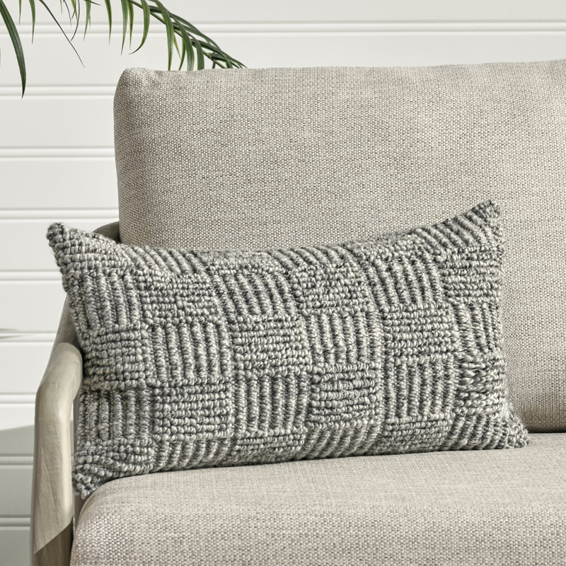 Vico Pillow Cover & Insert, Gray , Rectangular, 14" x 26"