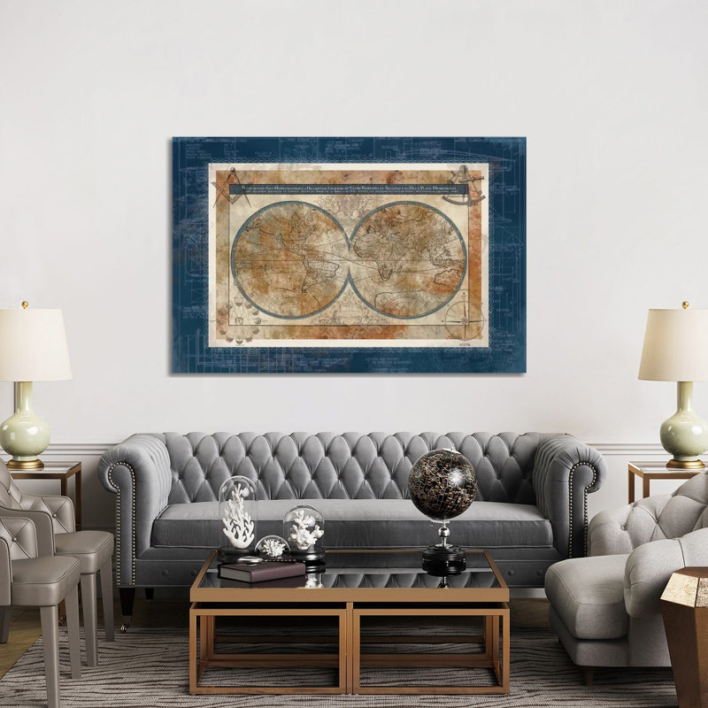 Blueprint Of The World by Carol Robinson - Print on Canvas, Wrapped Canvas, 101.6 cm H x 66.04 cm W x 1.91 cm D