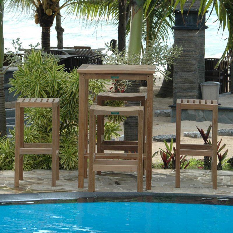 Avalon Outdoor 5 - Piece Teak Bar Height Dining Set