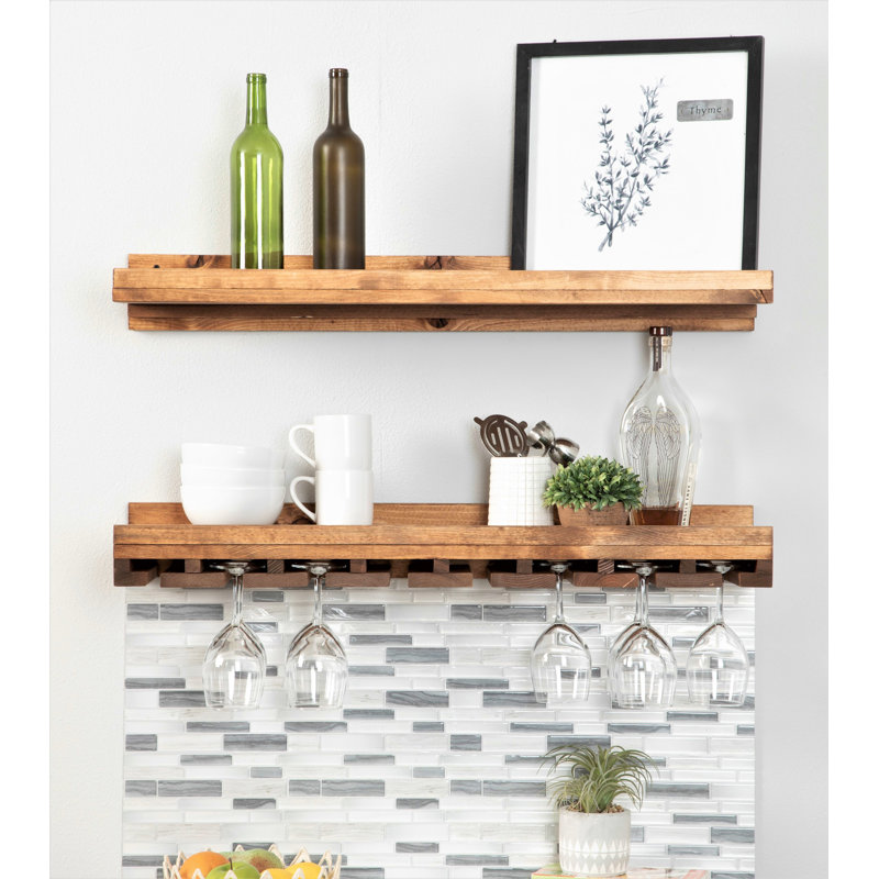 Boilleau Wine Glass Rack, Walnut, 4.25" H x 36" W x 10" D