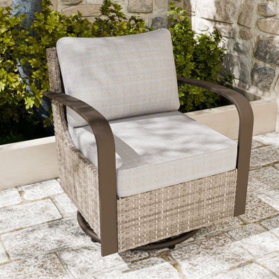 Outdoor Wicker Swivel Glide Chair with Cushions
