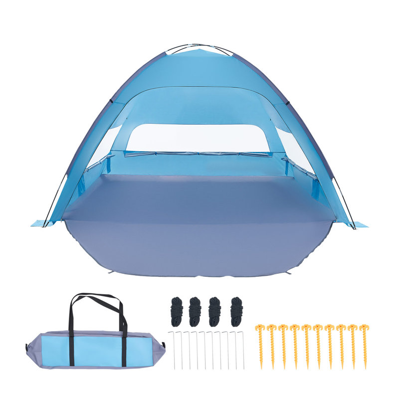 Beach Tent Sun Shelter for 8 Person, UPF 50+ Protection, Portable Sun Shade Canopy with Carrying Bag & Sand Pockets, Lightweight and Easy Setup Beach Umbrella for Camping Fishing Outdoor Picnic