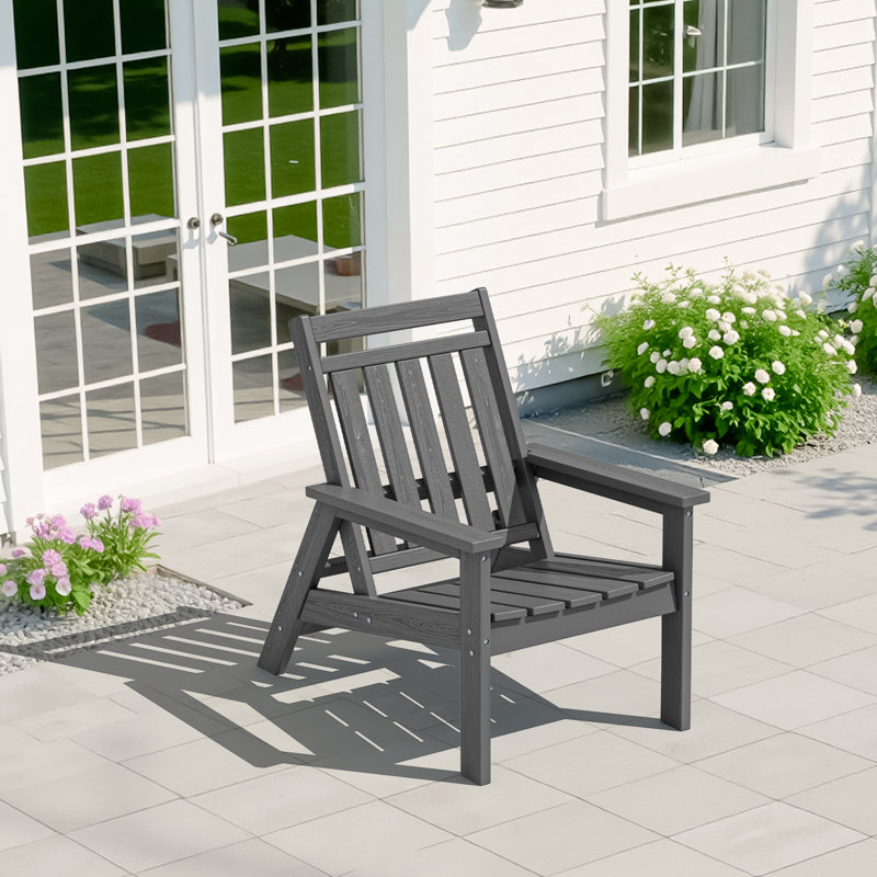 Adjustable HDPE All Weather Outdoor Adirondack Chair, Gray
