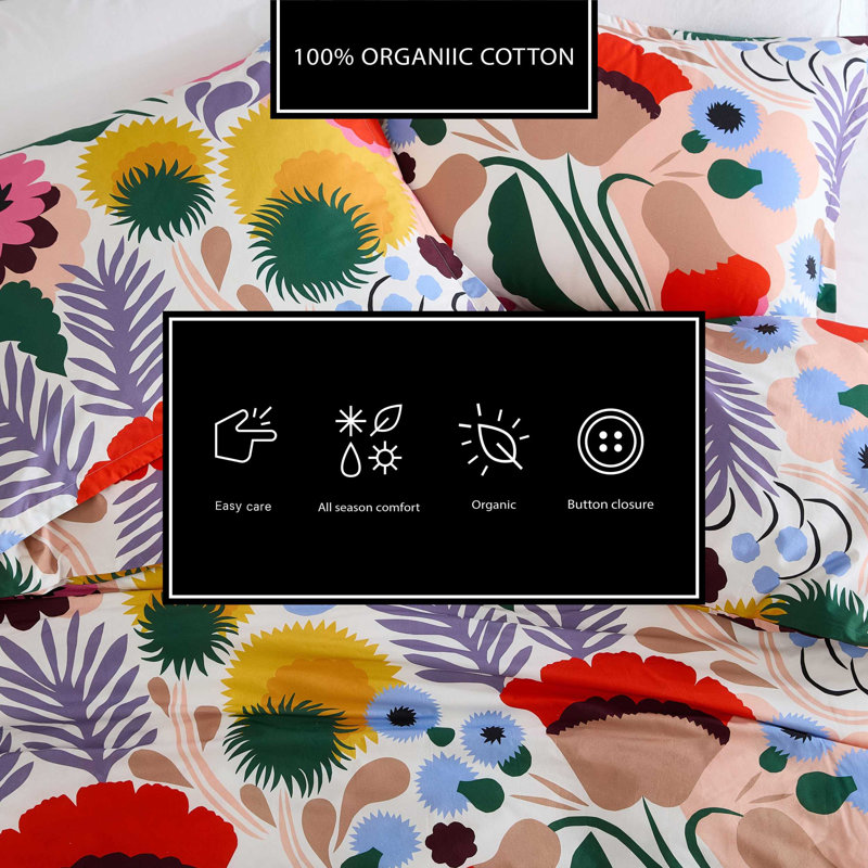 Marimekko Ojakellukka Cotton Duvet Cover Set, King Duvet Cover + 2 King Shams