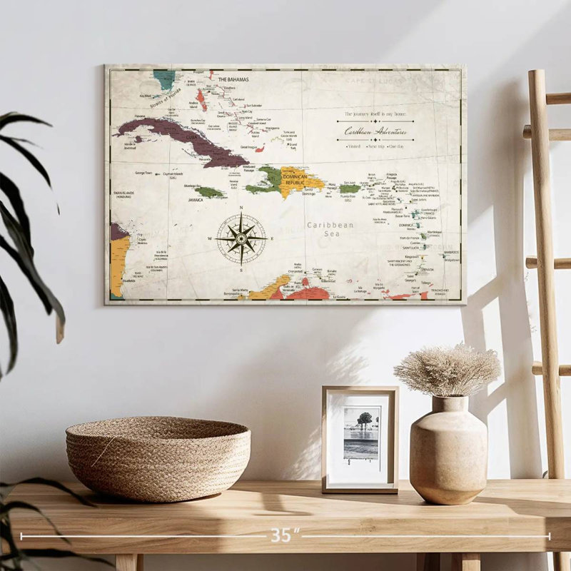My Home I Push Pin Caribbean Map, H 16 po x l 24 po