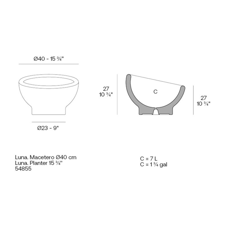 Luna Planter, Clay, 10.75" H x 15.75" W x 15.75" D
