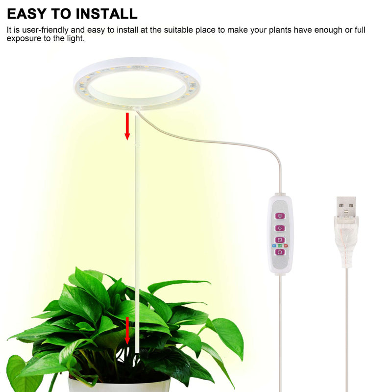 Plant Grow Light, lumière DEL à croissance complète pour plantes d'intérieur, minuterie automatique 8/12 / 16H, luminosité à 5 gradations, 3 têtes
