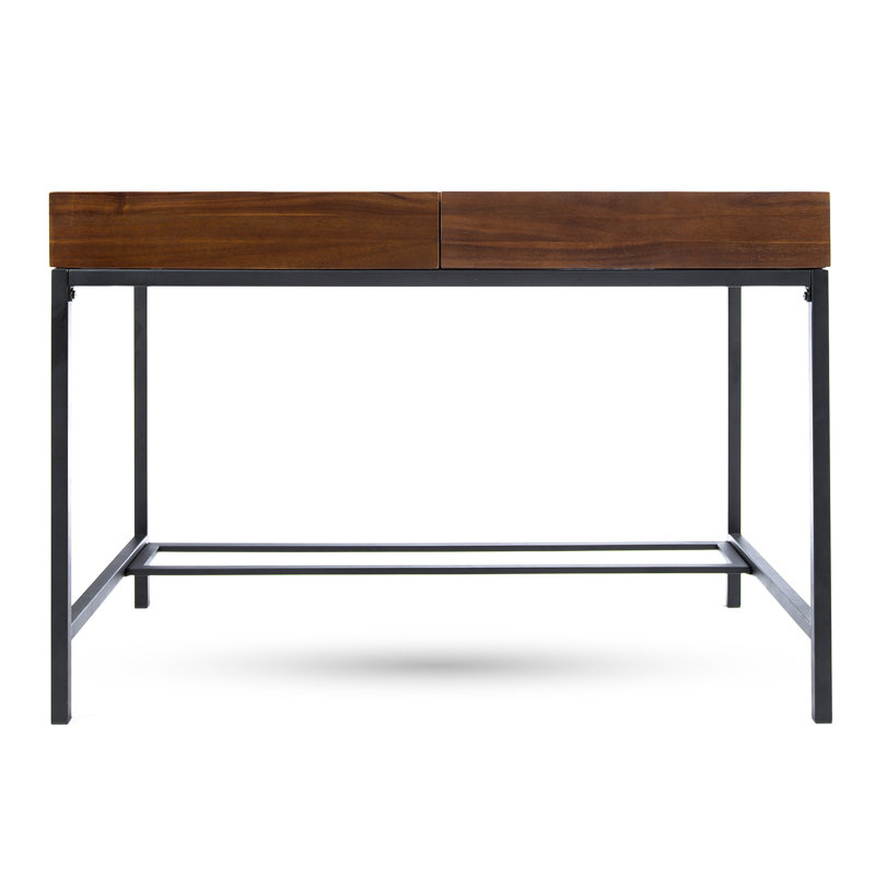  Bureau moderne avec deux tiroirs de rangement et un cadre en métal industriel, design élégant et fonctionnel pour le bureau à domicile ou le bureau