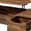 Table basse en noyer avec plateau relevable et design épuré