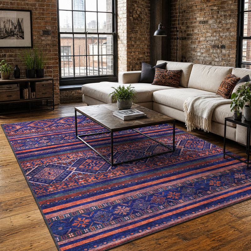 Oriental Cotton and Chenille Flatweave Area Rug, 160 cm round