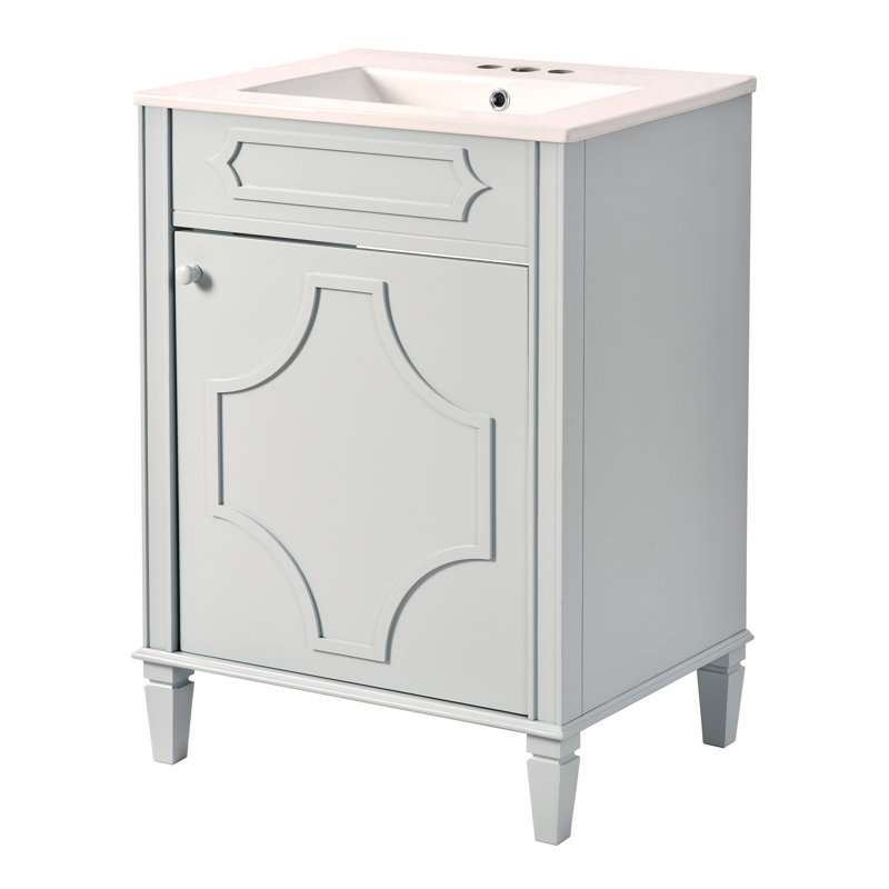 Meuble-lavabo autoportant moderne 24 po avec lavabo en céramique