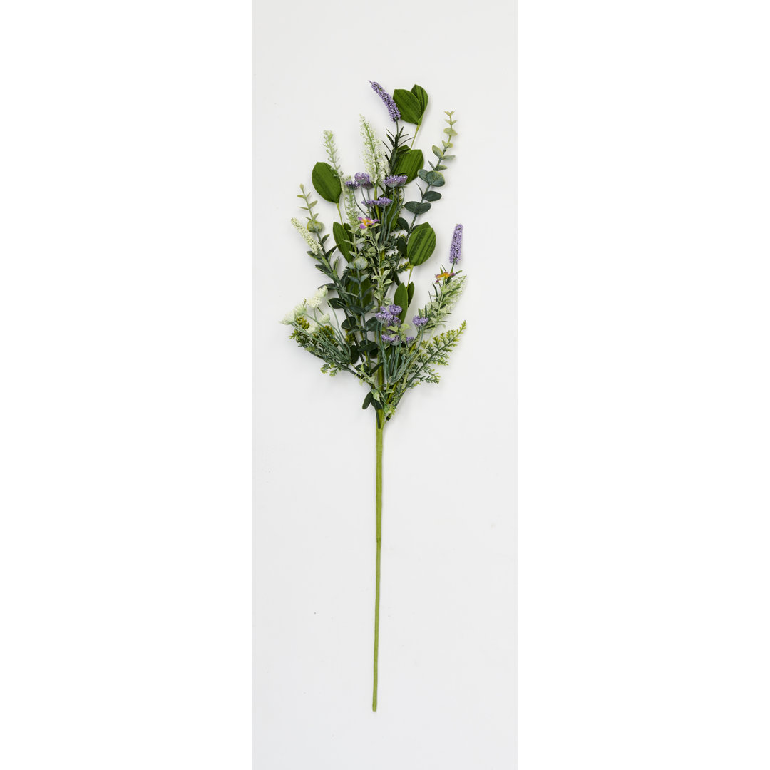 31" Lavender and Green Leaves Spray (Set of 3) Primrue
