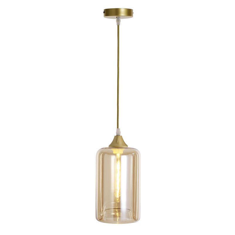 Aevyn 1 - Light Cylinder Pendant, Amber, Gold