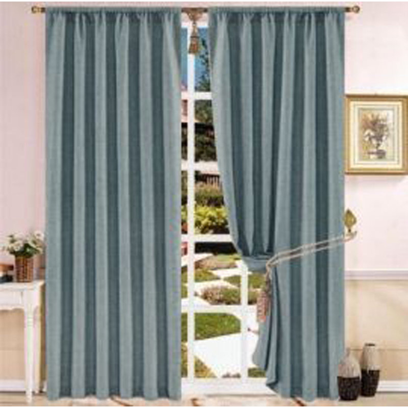 Panneaux de rideaux rayés avec passe-tringle, l 55 po x L 84 po, Lagon