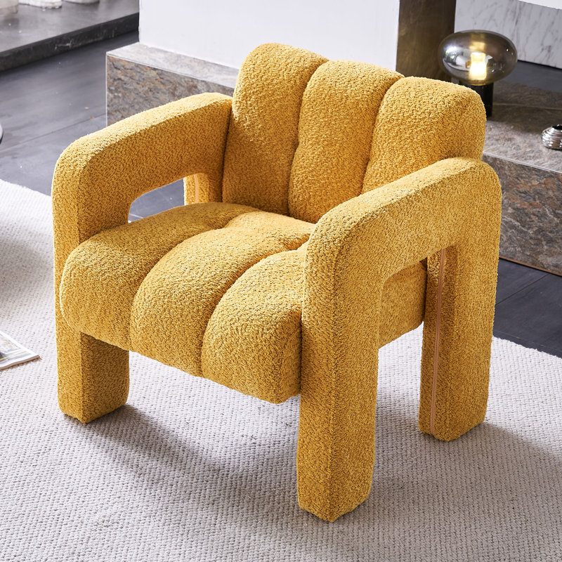 Chaise d'appoint pratique et large rembourrée, Polyester à 100 % de couleur jaune
