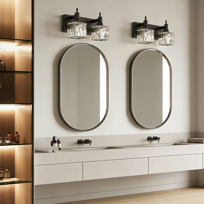 Luminaire de meuble-lavabo moderne en cristal avec angle réglable, applique murale noire et dorée pour miroir, intensité variable et installation facile