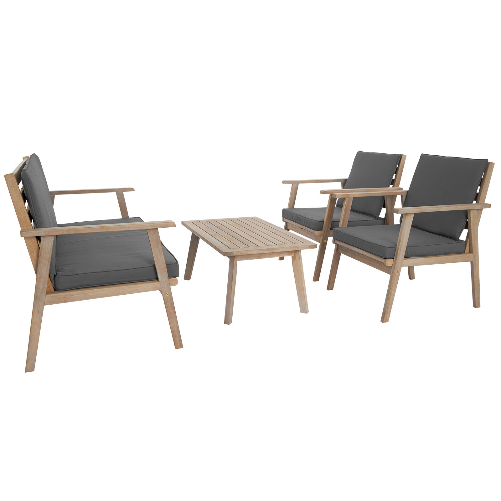 Ebern Designs 4 Piece Outdoor Seating Group Solid Wood Conversation Set