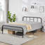 Metal-Framed Bed with High Headboard-845324174-847307026
