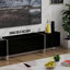 Console de télévision avec armoires de rangement, télécommande, meuble télé à DEL APP, sélection de couleurs RVB complète, 31 modes de divertissement avec système de divertissement moderne (pour téléviseur de 75 pouces) (meuble télé)