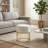1Pc Round Velvet Accent Ottoman With Luxurious Gold Frame, Comfy Upholstered Ottoman-910592179