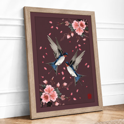 Hummingbirds Among Blossoms Botanical - Framed Print