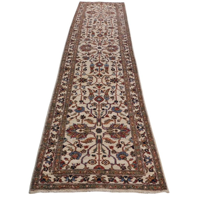 Hand Knotted Wool Area Rug in Beige