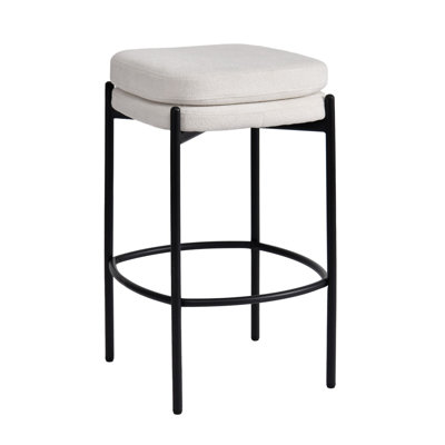 Opaline Upholstered Counter Stool, Light Beige (Set of 2)