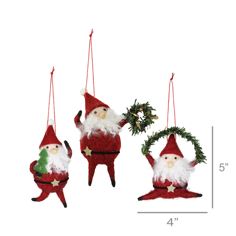 Ensemble de 3 décorations de Noël suspendues dansant le père Noël dansant