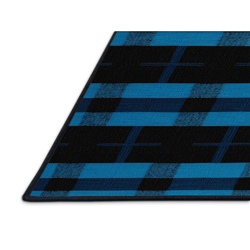 Tapis damier noir lavable à la machine, Carré 7 pi