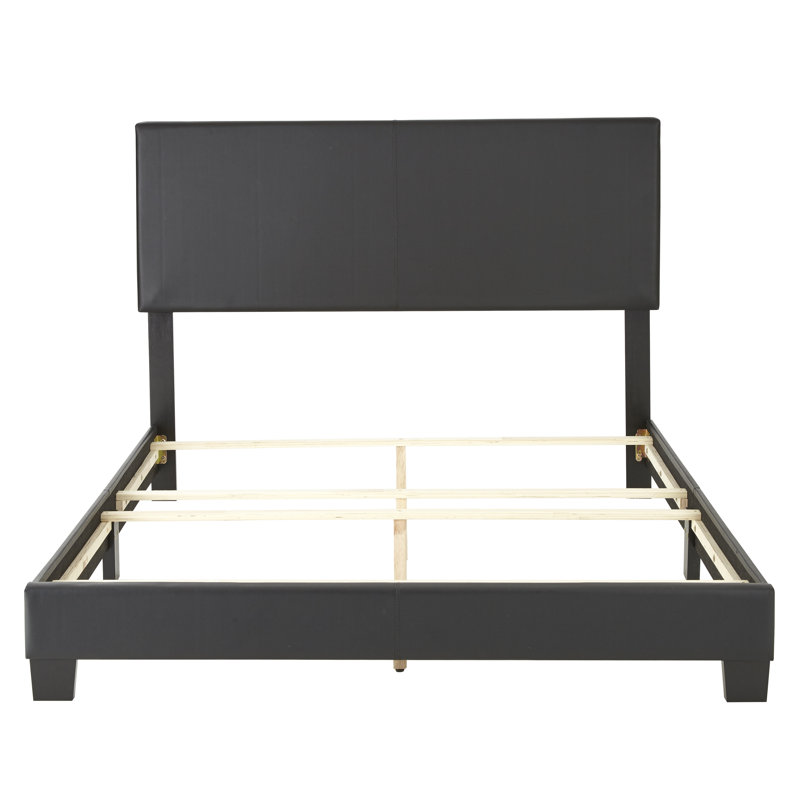 Modern Twin Faux Leather Upholstered Bed with Wood Frame