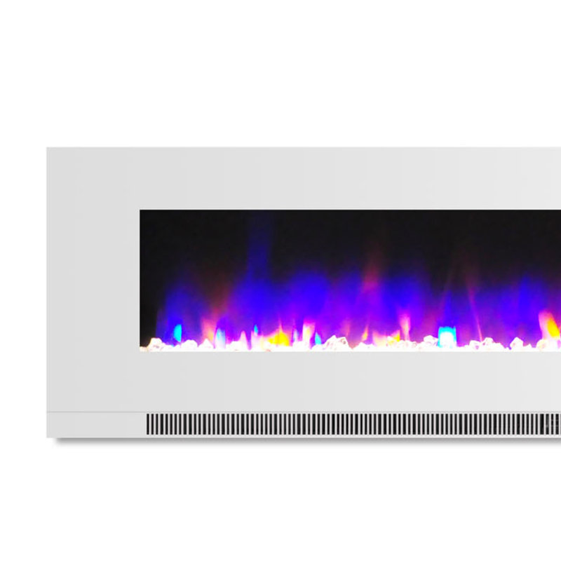 White Wall-Mount Electric Fireplace with Multi-Color Flames