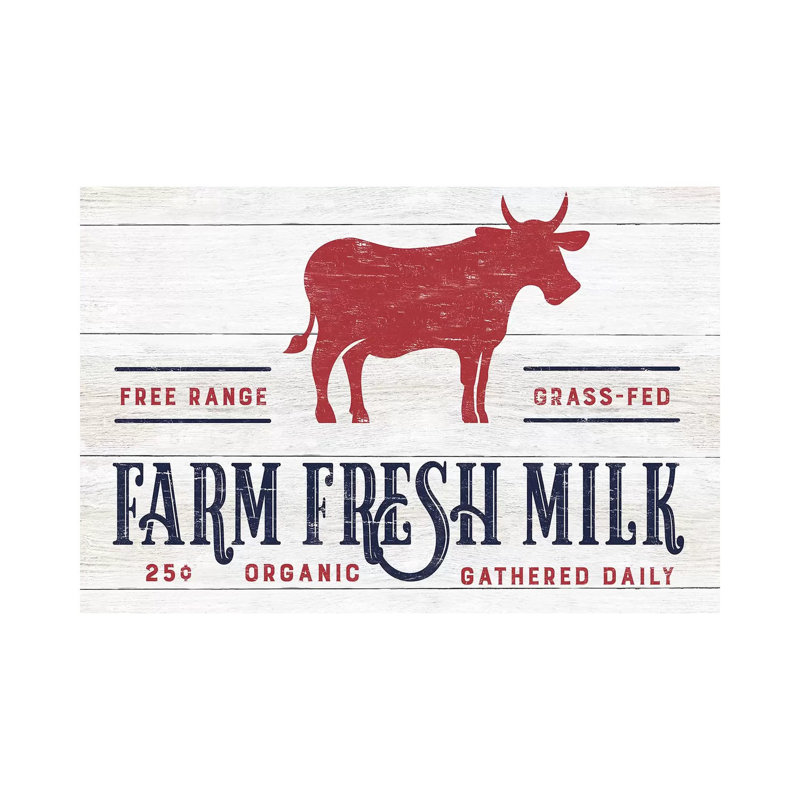 Farm Fresh Milk by CAD Designs - Print on Canvas, 66.04cm H x 101.6cm W x 3.81cm D, Wrapped Canvas