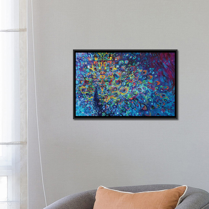 «Blue Avian» par Iris Scott - impression sur toile tendue, H 18 po x l 26 po x p 1,5 po, Toile avec cadre noir, Pas de tapis