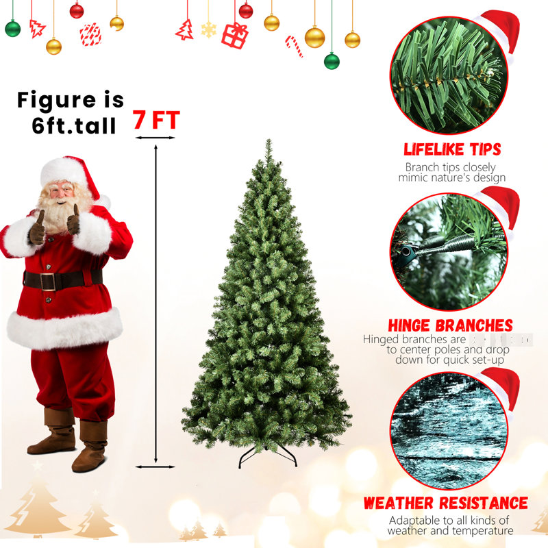 Arbre artificiel de 9 pi pour Noël, 650 lumières ultralégères, pointes épaisses de 1930, conception à dépliage automatique, arbre de base stable, éclairage, caractéristique de branche pleine, support robuste