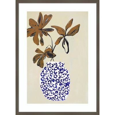 Midford Blue and Brown Floral Ambience Framed on Paper by Design Fabrikken Photograph