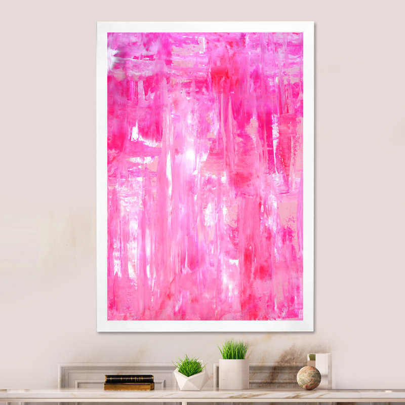 Reproduction d'art moderne sur toile rose, art abstrait VII, H 12 po x l 8 po x P 1 po, Impression blanche sur toile encadrée