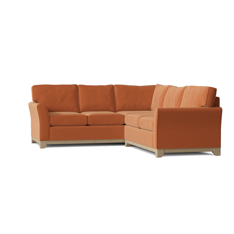 Bevins Upholstered L-Shaped Sectional, Right Hand Facing, Marlow Tangelo, Walnut