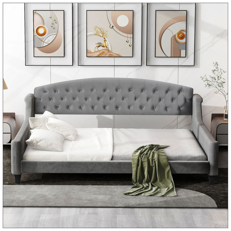 Modern Luxury Tufted Button Daybed, Full, Gray