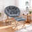 Upholstered Saucer Chair With Ottoman, Folding Papasan Chair Soft Faux Fur Accent Chair For Living Room Bedroom-248192290