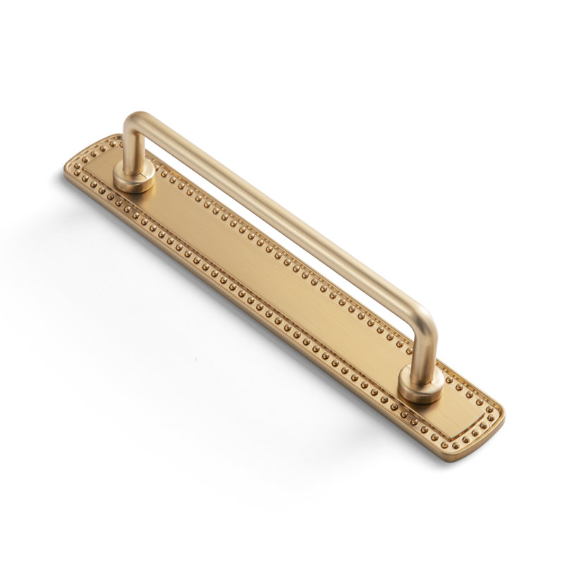 Poignée rectangulaire avec bordure perforée pour armoires, Bronze champagne, 7 14/25"