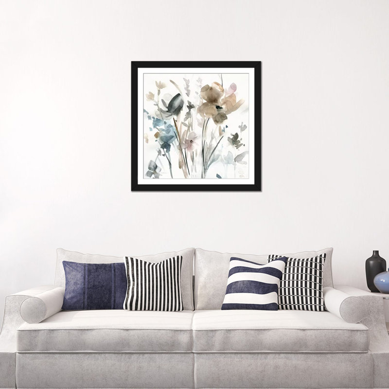 Allure délicate fleuris ii, Papier d'art encadré noir, Blanc, H 24 po x l 24 po x P 1 po