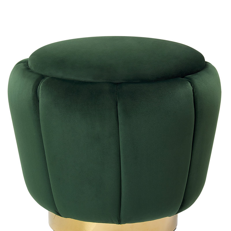 Scarlett 43cm Wide Tufted Round Standard Ottoman, Green