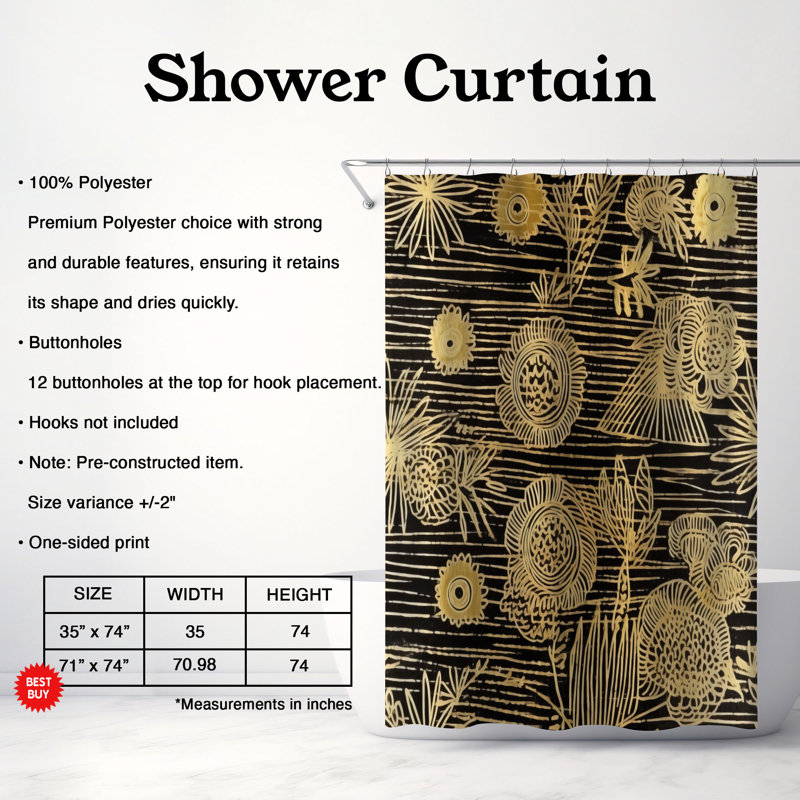Classy Hearts - Rideau de douche Premium, H 74 po x l 71 po