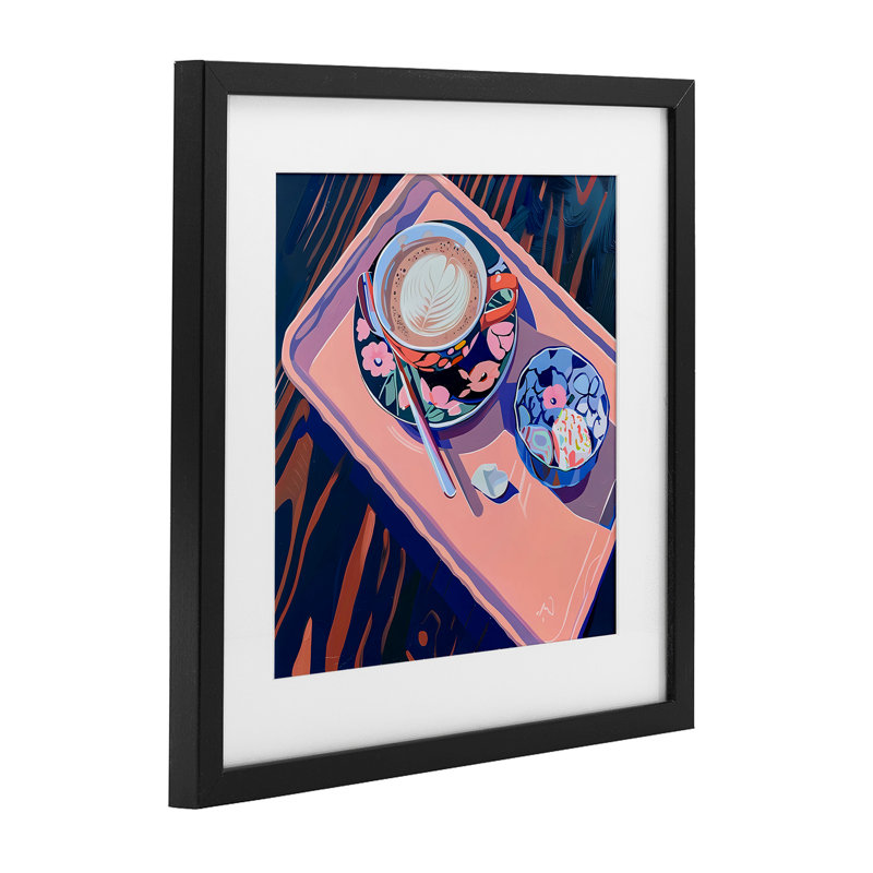 «Vibrant Modern Latte Tray», impression encadrée sous verre, design par Walker Noble, H 13 po x l 13 po, Cadre noir minuit