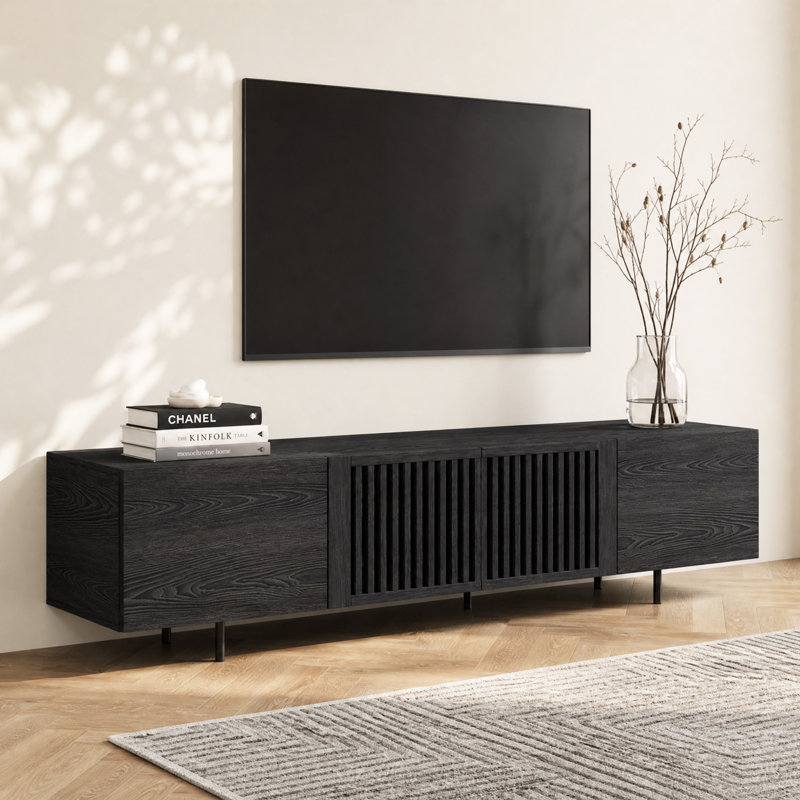 Kleitos Solid and Manufactured Wood TV Stand, 70.87", Black