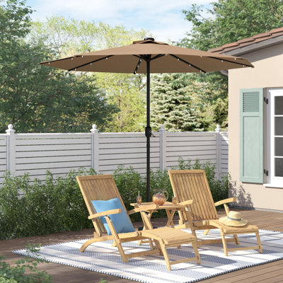 9' Lighted Market Umbrella Outdoor Patio Umbrella