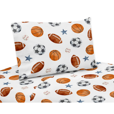 Watercolor Sports Theme Brushed Microfiber 3 Piece Twin Sheet Set