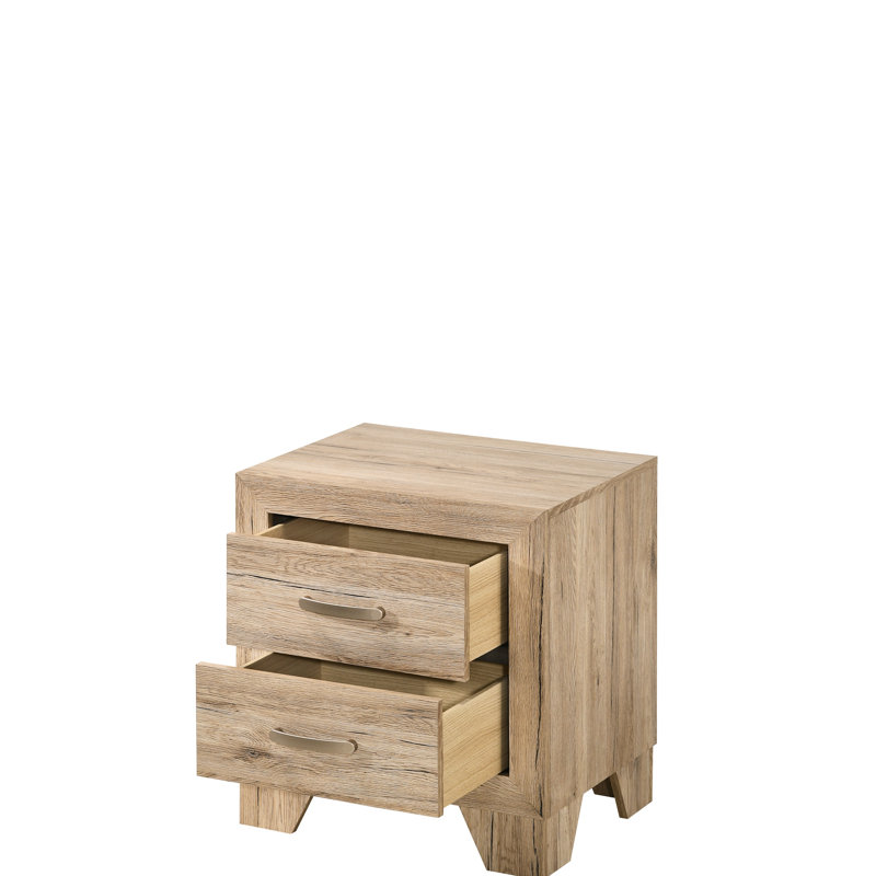 Table de chevet à finition naturelle pour chambre à coucher - 2 sections de tiroir généreuses avec fonction de glissement d'élément