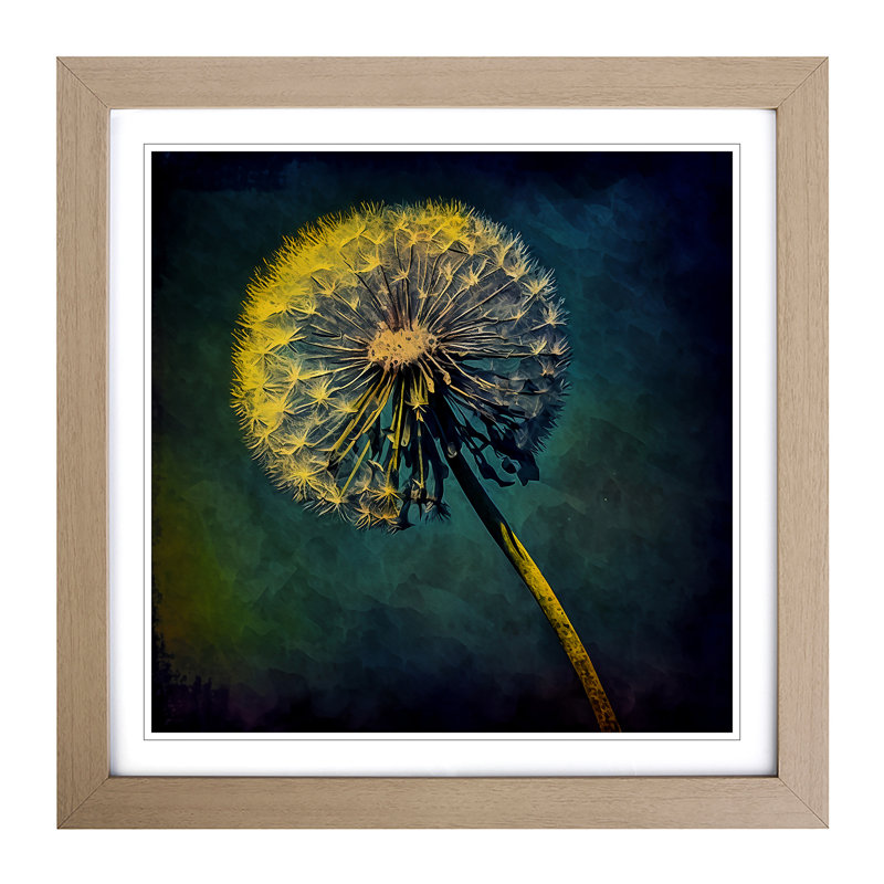 Dandelion Post-Impressionism - Framed Print, Oak